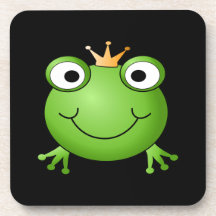 Frog Prince. Smiling Frog with a Crown. Coaster