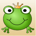 Frog Prince. Smiling Frog with a Crown. Cut Out