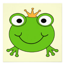 Frog Prince. Smiling Frog with a Crown. Custom Invite
