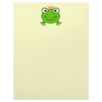 Frog Prince. Smiling Frog with a Crown. Customized Letterhead