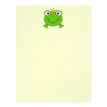 Frog Prince. Smiling Frog with a Crown. Customized Letterhead