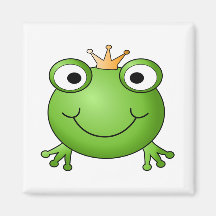 Frog Prince. Smiling Frog with a Crown. Refrigerator Magnets