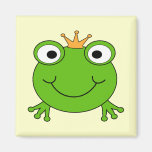 Frog Prince. Smiling Frog with a Crown. Magnet