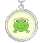Frog Prince. Smiling Frog with a Crown. Custom Necklace