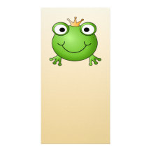 Frog Prince. Smiling Frog with a Crown. Picture Card