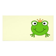 Frog Prince. Smiling Frog with a Crown. Photo Card Template