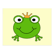 Frog Prince. Smiling Frog with a Crown. Post Card