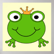 Frog Prince. Smiling Frog with a Crown. Poster