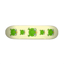 Frog Prince. Smiling Frog with a Crown. Skateboard Deck