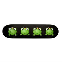 Frog Prince. Smiling Frog with a Crown. Skateboard Deck