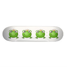 Frog Prince. Smiling Frog with a Crown. Custom Skate Board