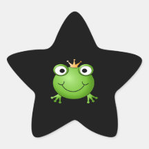 Frog Prince. Smiling Frog with a Crown. Sticker