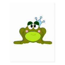 Frog Prince With Blue Crown Cartoon Postcard