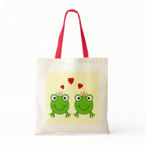 Frog Princess and Frog Prince, with hearts. Canvas Bag