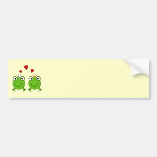 Frog Princess and Frog Prince, with hearts. Bumper Stickers