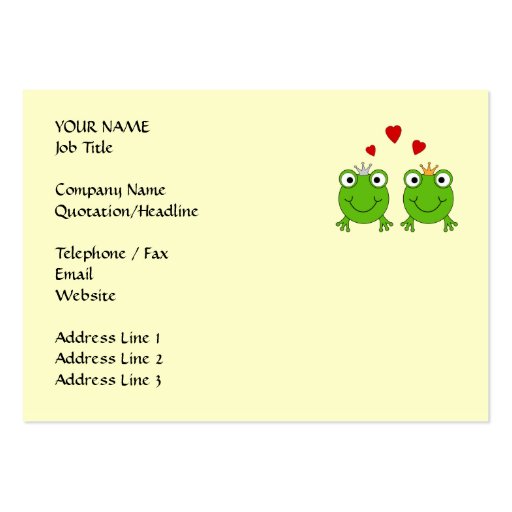 Frog Princess and Frog Prince, with hearts. Business Card
