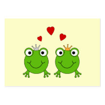 Frog Princess and Frog Prince, with hearts. Business Card Template