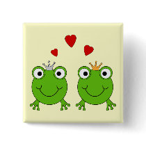 Frog Princess and Frog Prince, with hearts. Pins