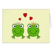 Frog Princess and Frog Prince, with hearts. Cards