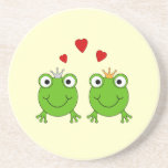 Frog Princess and Frog Prince, with hearts. Coaster