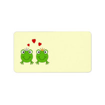 Frog Princess and Frog Prince, with hearts. Personalized Address Label
