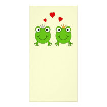 Frog Princess and Frog Prince, with hearts. Photo Card Template