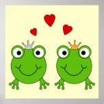 Frog Princess and Frog Prince, with hearts. Print