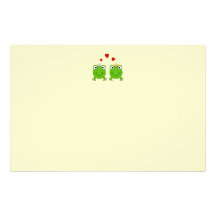 Frog Princess and Frog Prince, with hearts. Stationery Paper