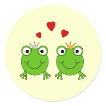 Frog Princess and Frog Prince, with hearts. Stickers