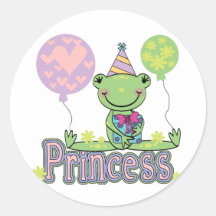 Frog Princess Birthday Tshirts and Gifts Round Sticker