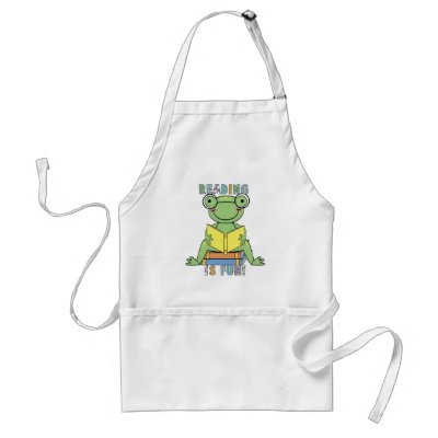 Frog Reading is Fun T-shirts and Gifts Apron by school_teacher