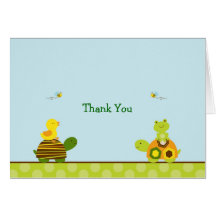 Frog Turtle Duck Thank You Note Cards