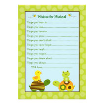 Frog Turtle Duck Wishes for Baby Card invitations