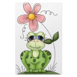 frog with pink flower stationery design