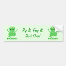 Frogged! Vector Crochet Frog (Green Background) Bumper Stickers