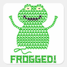 Frogged! Vector Crochet Frog Square Stickers