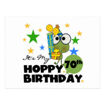 Froggie Hoppy 70th Birthday Postcard
