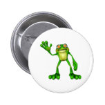 Froggie the Cute Cartoon Waving Frog Pinback Buttons