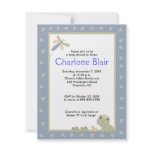 Froggy Tales Blue Border Baby Shower Invitation