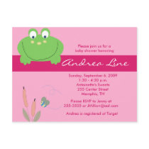Froggyville Frog Pink Green Girl Invitation