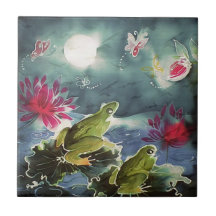 Frogs and Flowers Ceramic Tiles