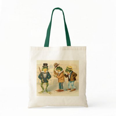 Frogs on the Street - Vintage Art Bag by MyOtherPlanet
