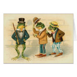 Frogs on the Street - Vintage Art Card