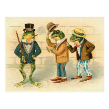 Frogs on the Street - Vintage Art Post Card