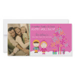 From Our Family Custom Holiday Photocard (fuchsia) Customized Photo Card