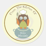 From The Kitchen Of...Owl With Chef's Hat & Spoon Sticker