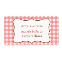 From the kitchen of red gingham custom label labels