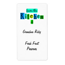From the Kitchen of Retro Blue Green Recipe Label labels