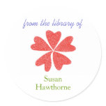 "From the library of" blooming heart bookplate stickers