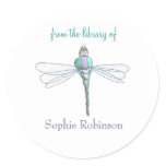 "From the library of" dragonfly bookplate sticker
